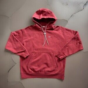 Nike Lab NRG Hoodie Mens Medium Red Solo Swoosh Pullover Sweatshirt Mini Swoosh